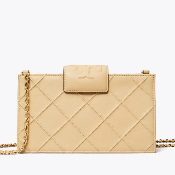 Tory Burch Mini Fleming Soft Chain Wallet Vanilla Soft Serve