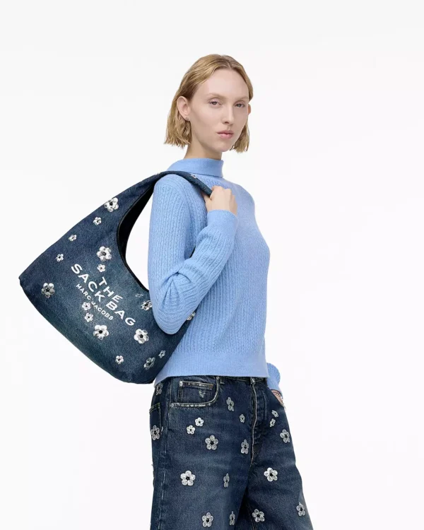 MJI_2S5HSH012H03_488_F8F8F8_4-5_ALT1 The Marc Jacobs Sequin Daisy Denim Sack Bag
