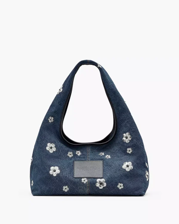 MJI_2S5HSH012H03_488_F8F8F8_4-5_ALT2 The Marc Jacobs Sequin Daisy Denim Sack Bag