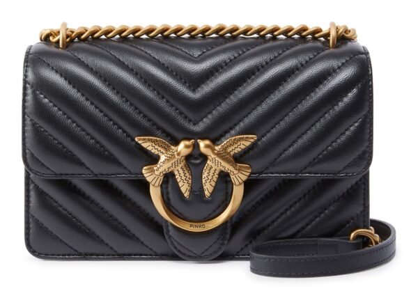 Pinko Love One Mini DC Sheep Nappa Chevron Black