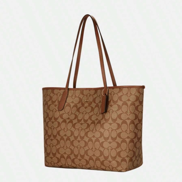 Coach City Tote Bag In Signature Canvas khaki saddle