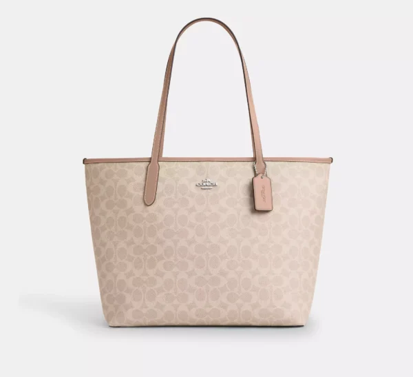 Coach City Tote Bag In Signature Canvas Sand Taupe