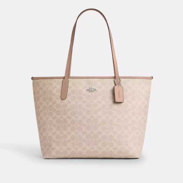 Coach City Tote Bag In Signature Canvas Sand Taupe