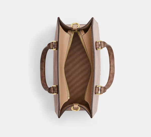 Coach Maggie Small Tote Bag In Blocked Signature Canvas Sand Tan