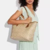 5696_imnlj_a91 Coach City Tote Bag In Signature Canvas Lt Khaki Lt Saddle