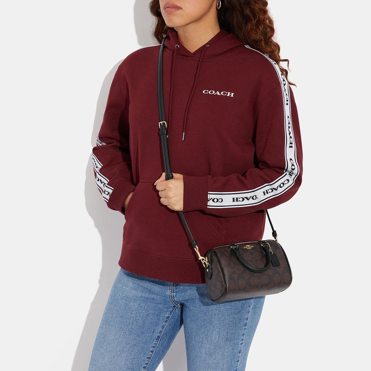 Coach Mini Rowan Crossbody In Signature Canvas Brown Black