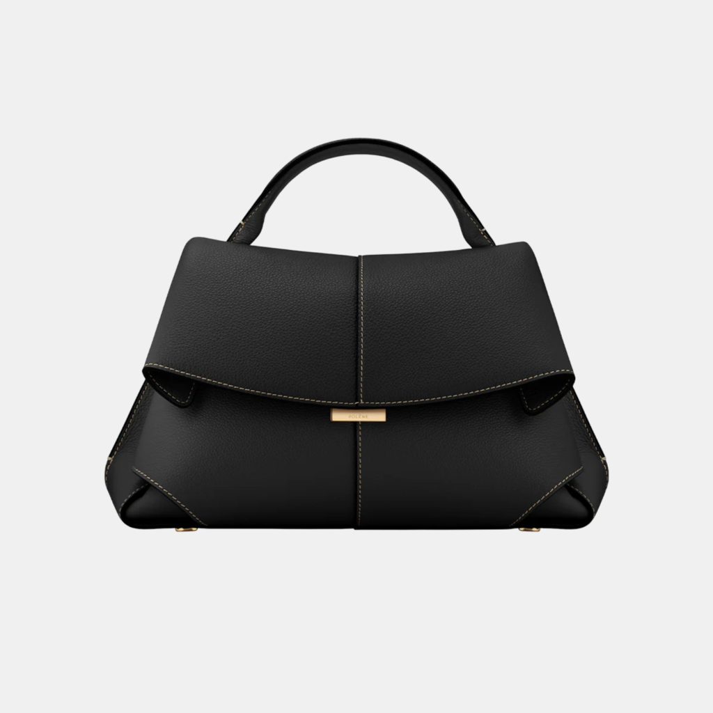 Polène Mokki Edition Textured Black with Ecru Stitching