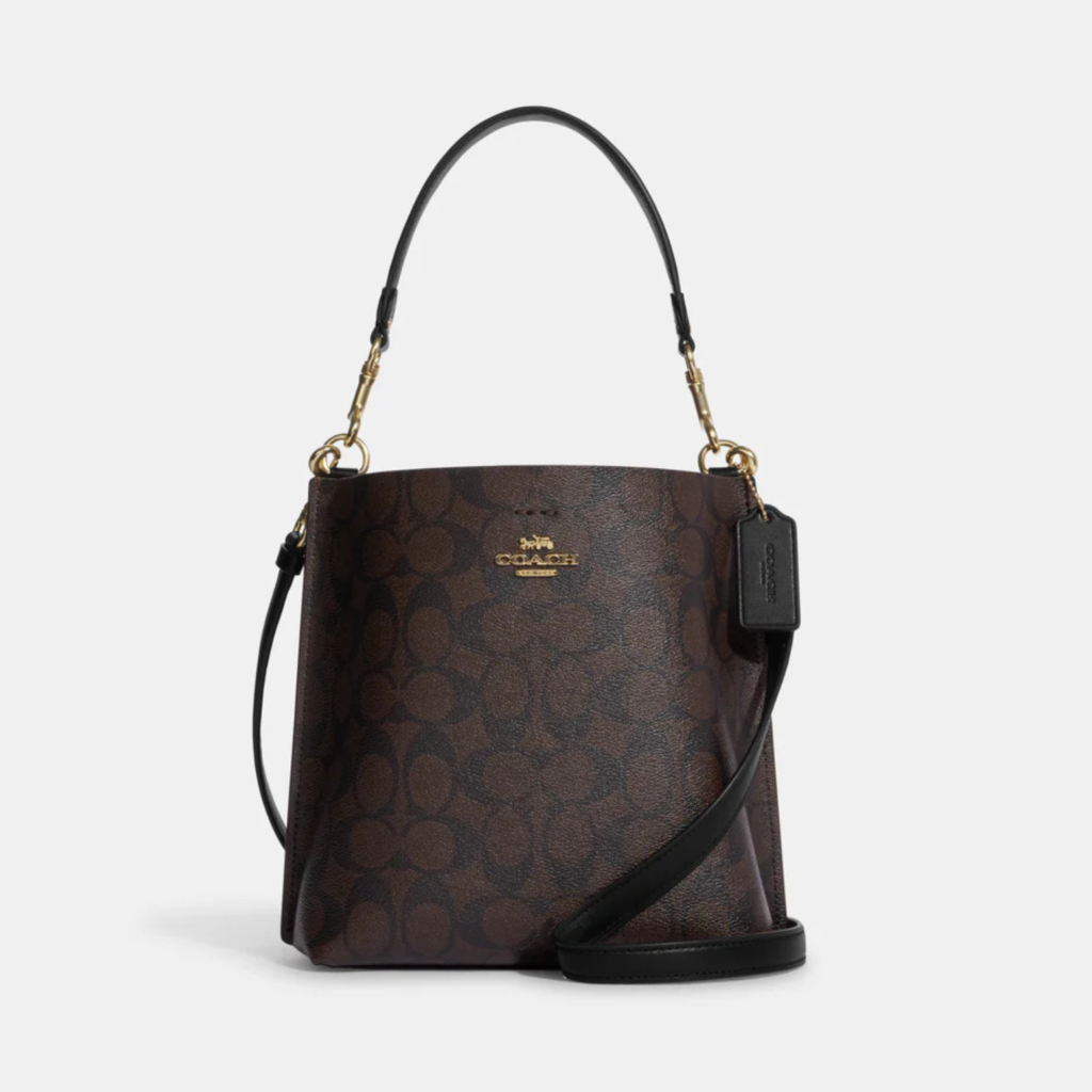 Coach Mollie Bucket Bag 22 In Signature Canvas Brown Black