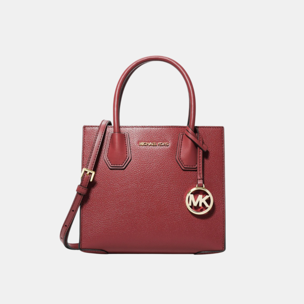 Michael Kors Mercer Medium Pebbled Leather Crossbody Bag DARK CHERRY
