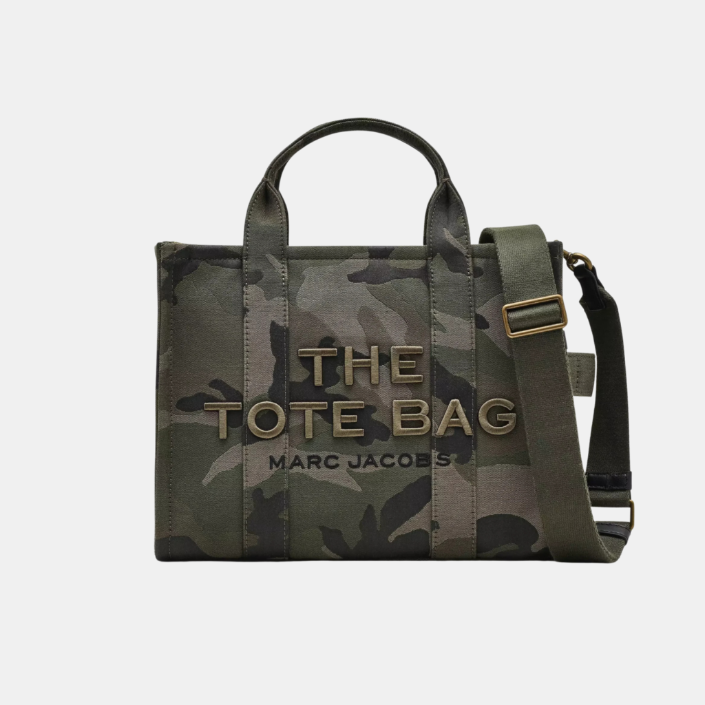 THE MARC JACOBS CAMO JACQUARD CANVAS MEDIUM TOTE BAG Green