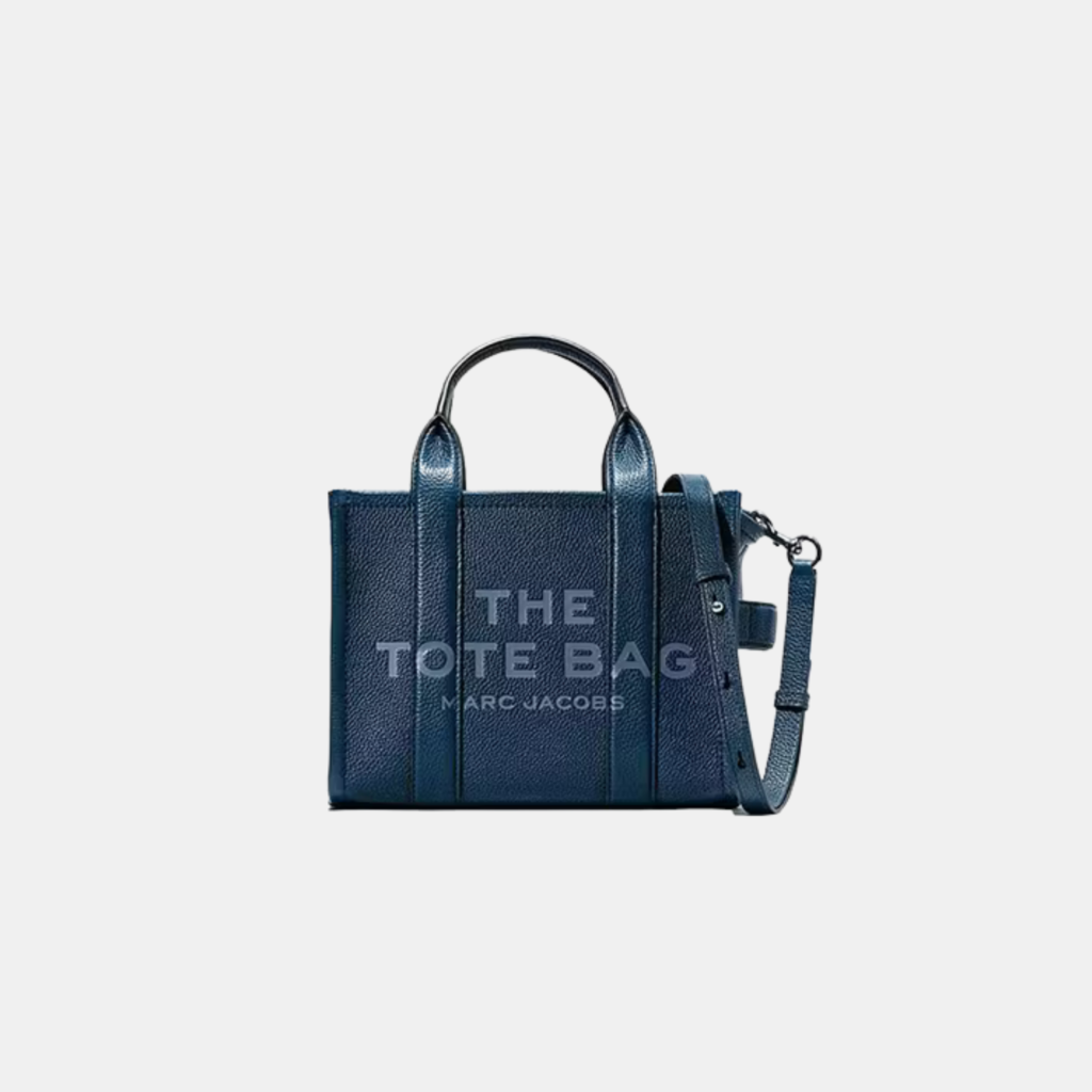 The MARC JACOBS Leather Mini Crossbody Tote Bag blue sea