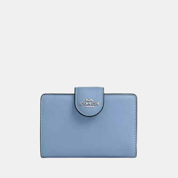 Coach Medium Corner Zip Wallet Silver Chambray