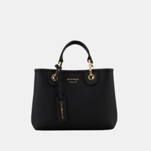 Emporio Armani Small MyEA shopper bag with deer print Deep Black