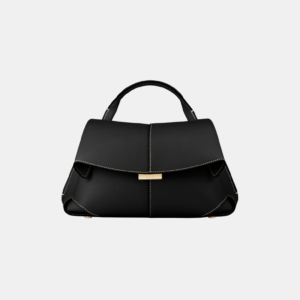 Polène Mokki Mini Edition Textured Black with Ecru Stitching