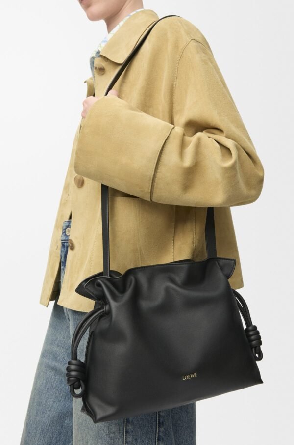 LOEWE Medium Flamenco clutch in nappa calfskin - Black