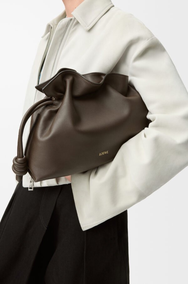 LOEWE Medium Flamenco clutch in nappa calfskin - Chocolate