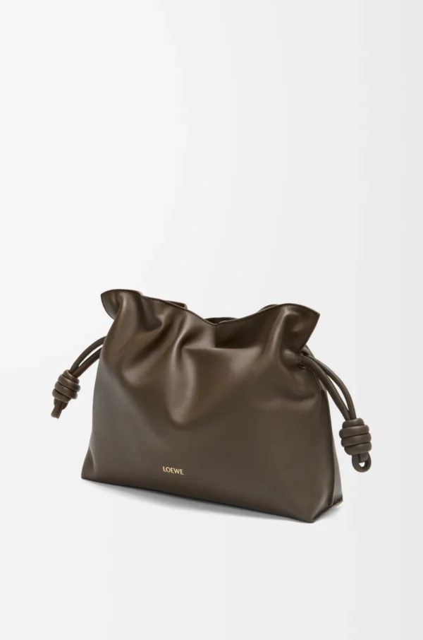 LOEWE Medium Flamenco clutch in nappa calfskin - Chocolate