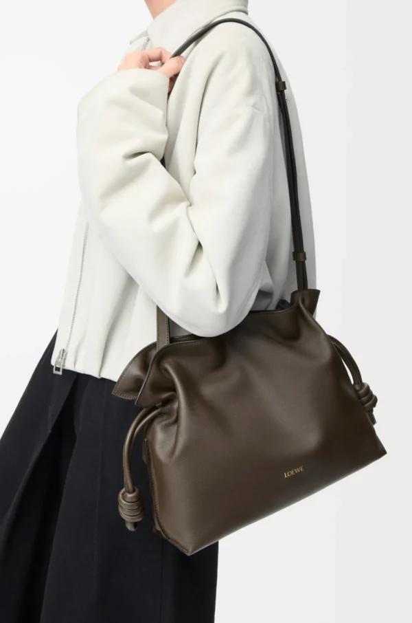 LOEWE Medium Flamenco clutch in nappa calfskin - Chocolate