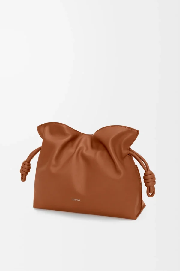 LOEWE Medium Flamenco clutch in nappa calfskin - Squirrel