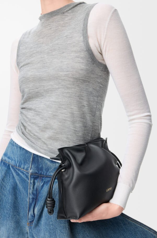 LOEWE Mini Flamenco clutch in nappa calfskin - Black