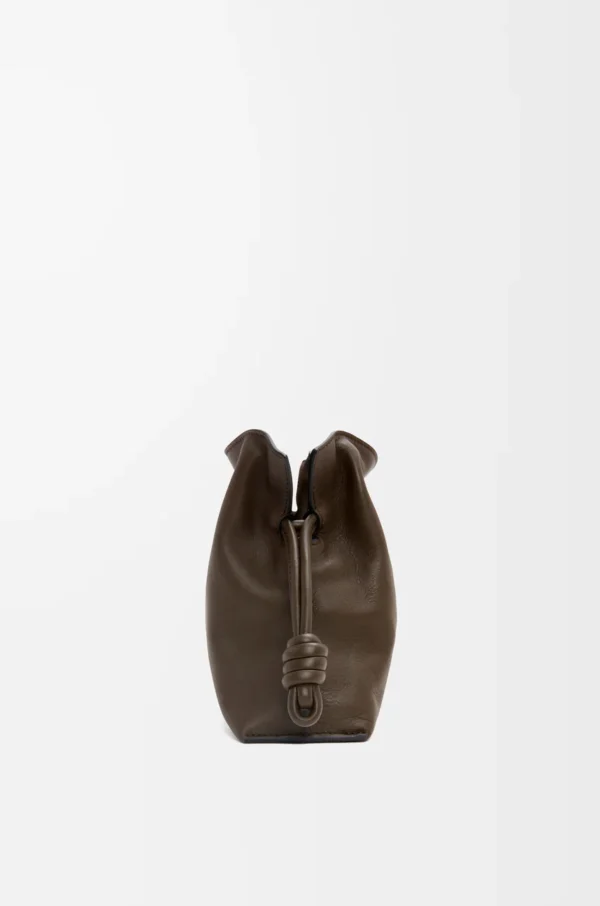 LOEWE Mini Flamenco clutch in nappa calfskin - Chocolate