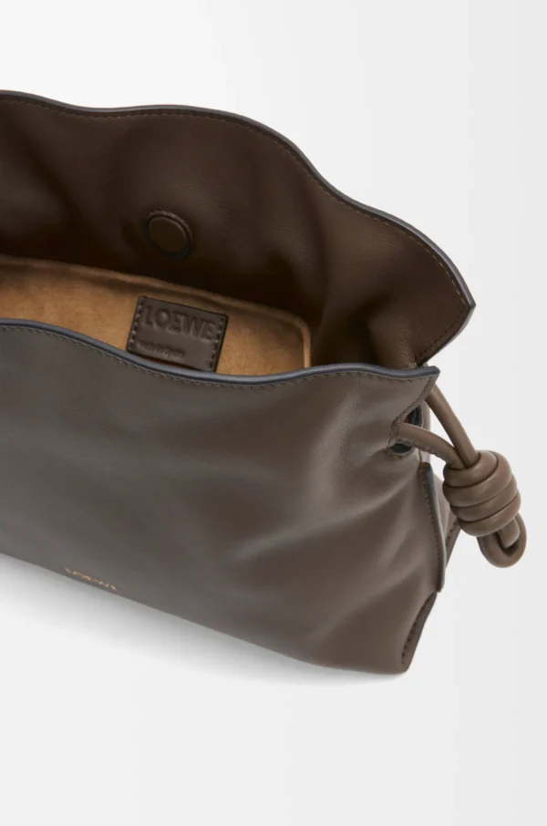 LOEWE Mini Flamenco clutch in nappa calfskin - Chocolate