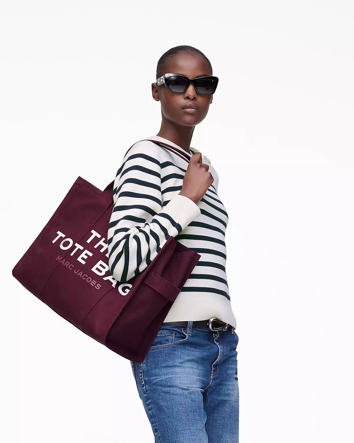 THE Marc Jacobs CANVAS LARGE TOTE BAG Dark Plum