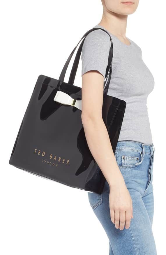 Ted Baker Large Glossy Bow Tote Bag Black