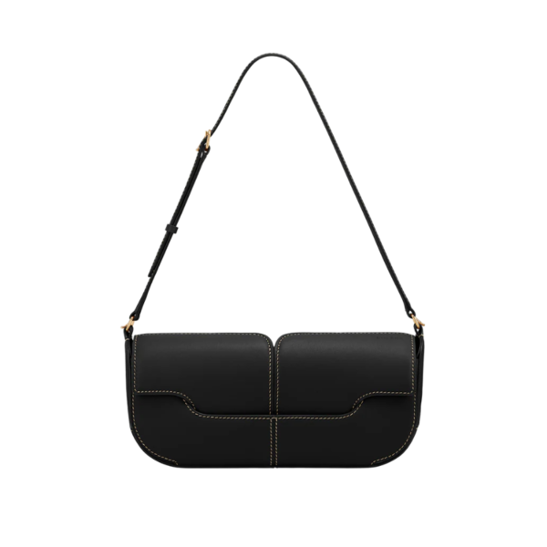 Polène Osmo Edition Smooth Black with Ecru Stitching