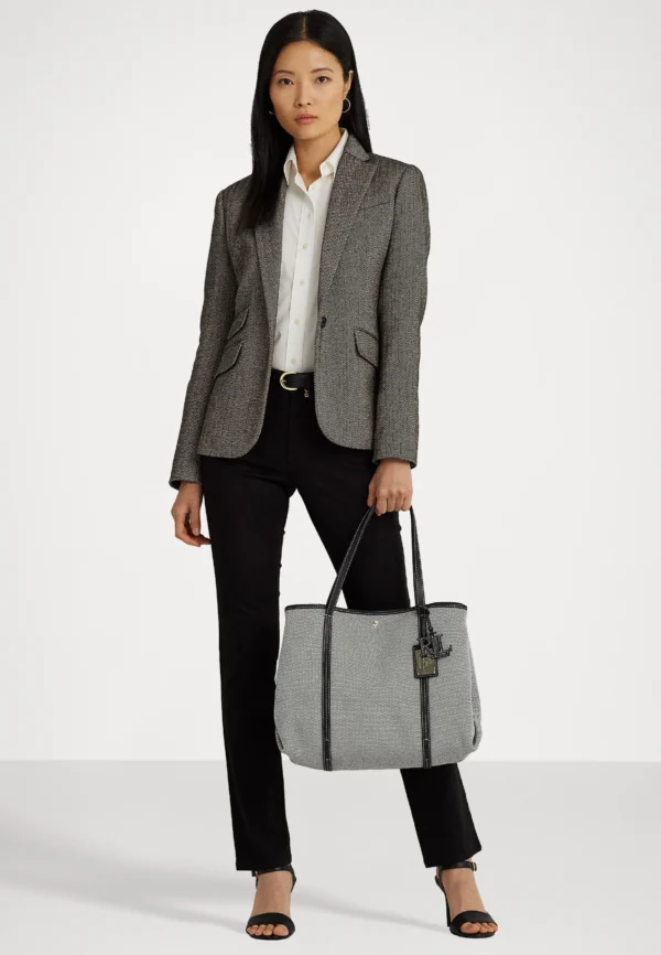 Ralph Lauren Canvas & Leather Large Emerie Tote - Natural/black