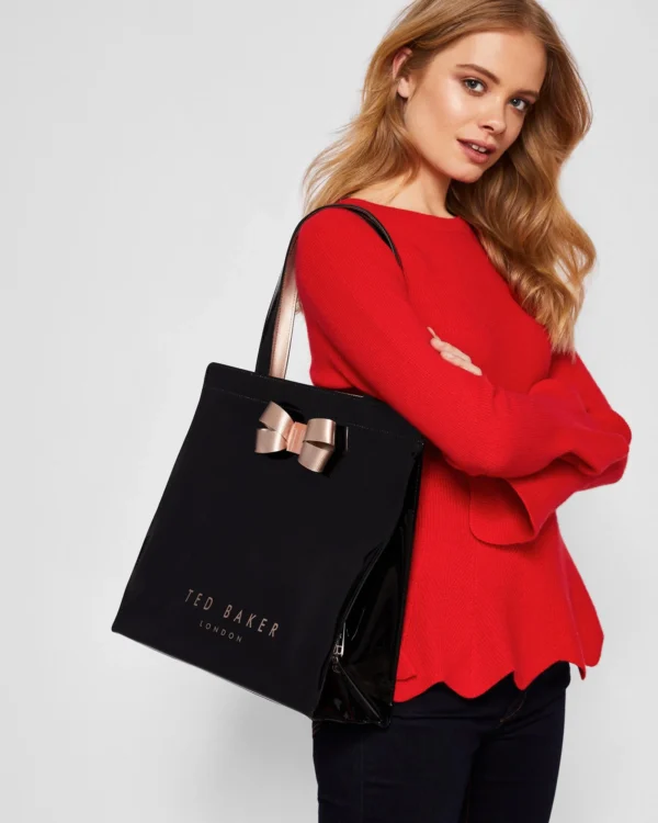Ted Baker Large Glossy Bow Tote Bag Black