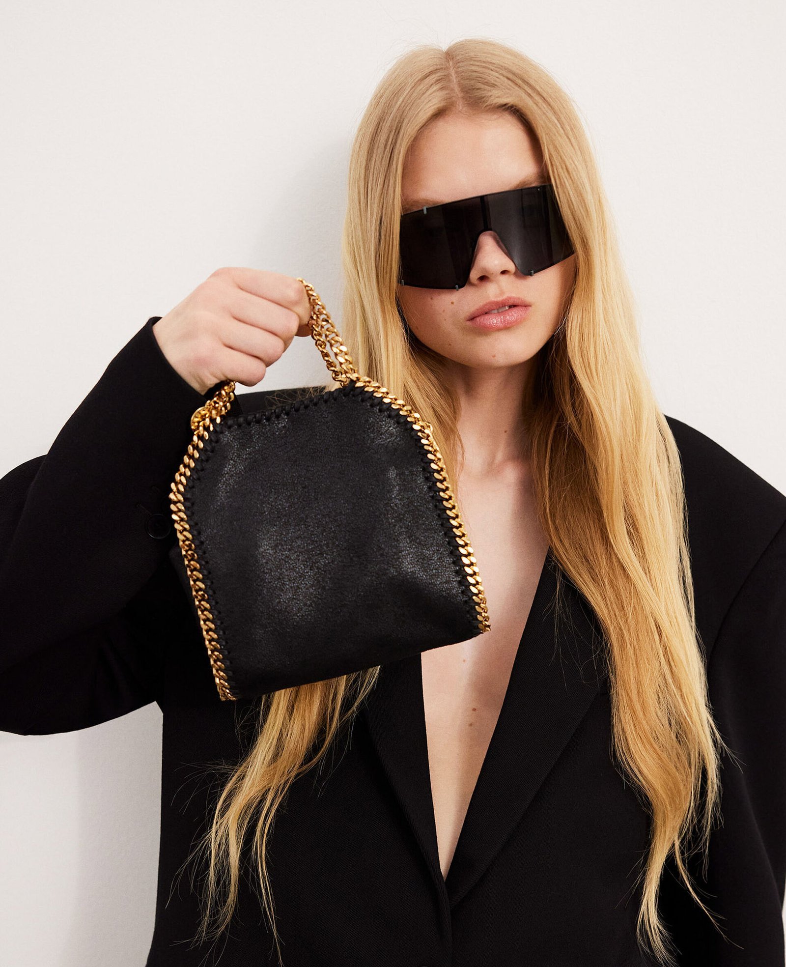 Stella McCartney Falabella Tiny Tote Bag Black Gold