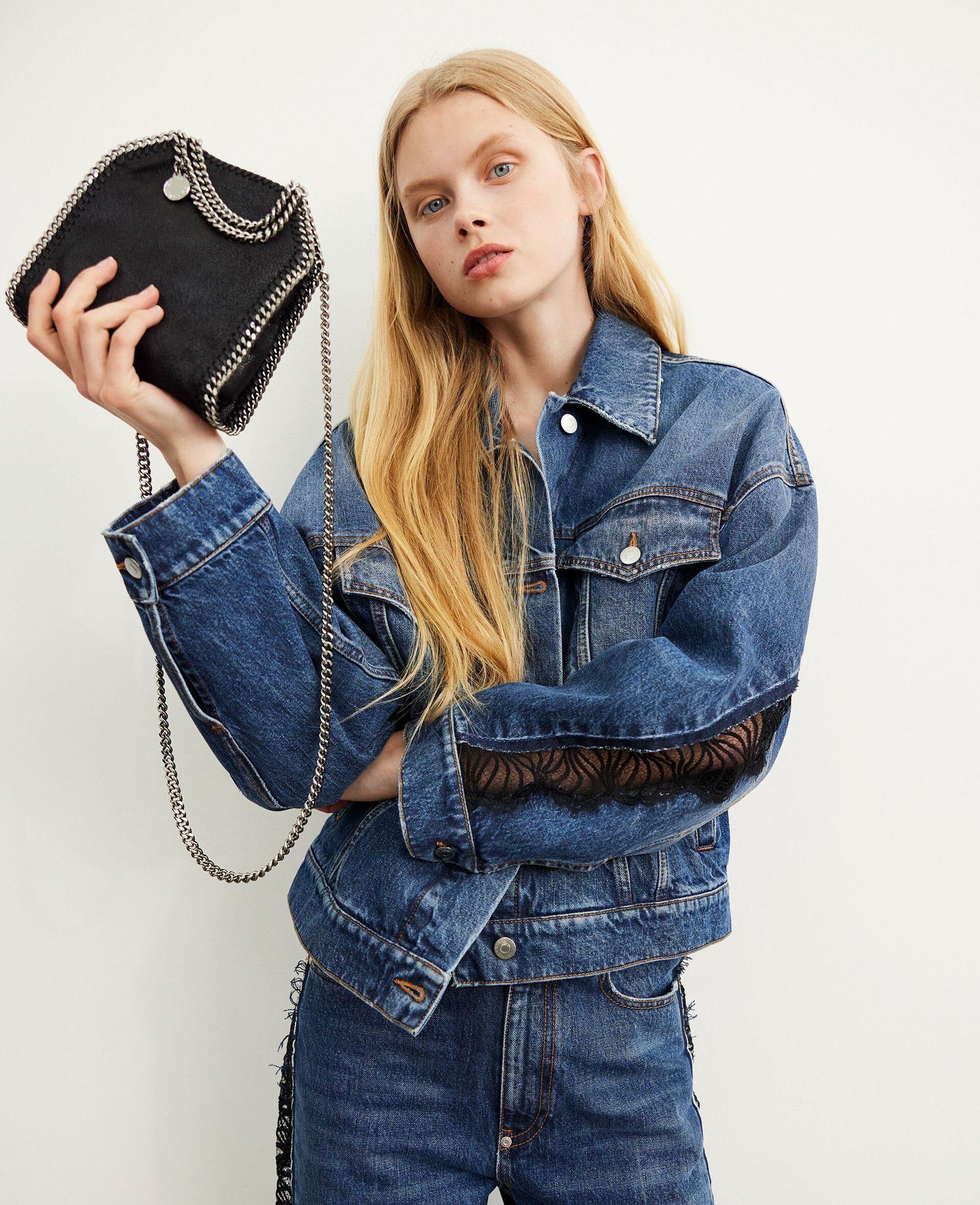 Stella McCartney Falabella Tiny Tote Bag Black Silver