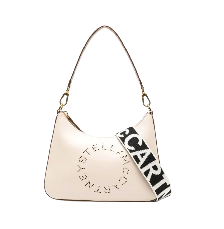 Stella McCartney Logo Crossbody Shoulder Bag Light beige