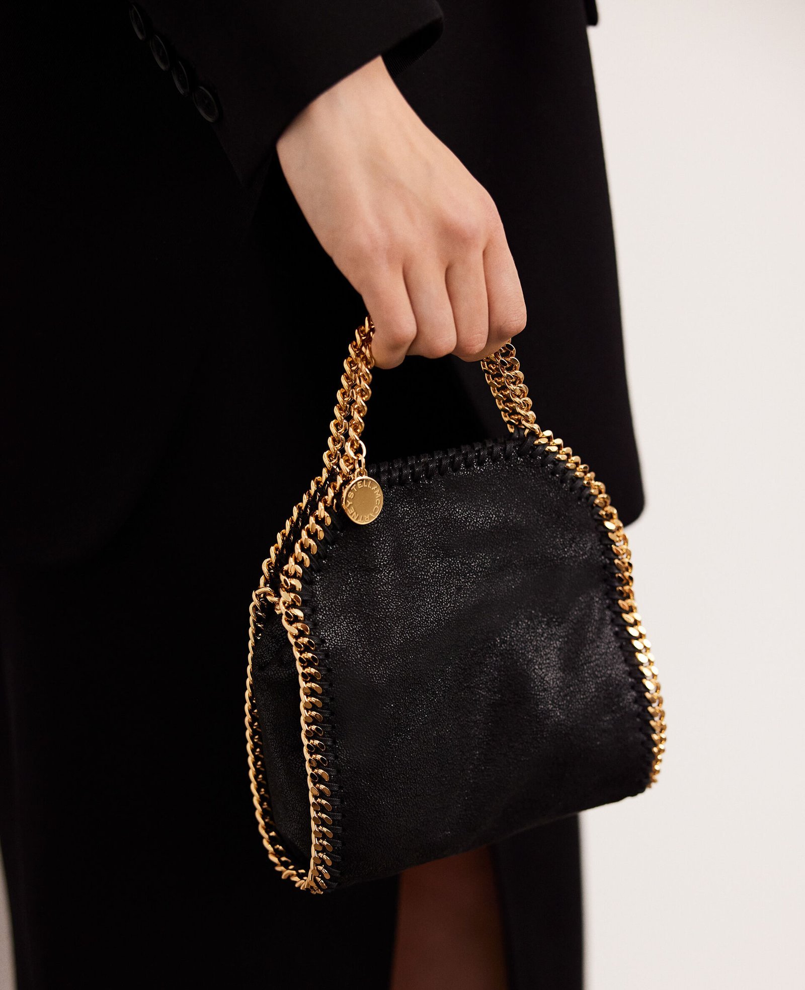 Stella McCartney Falabella Tiny Tote Bag Black Gold