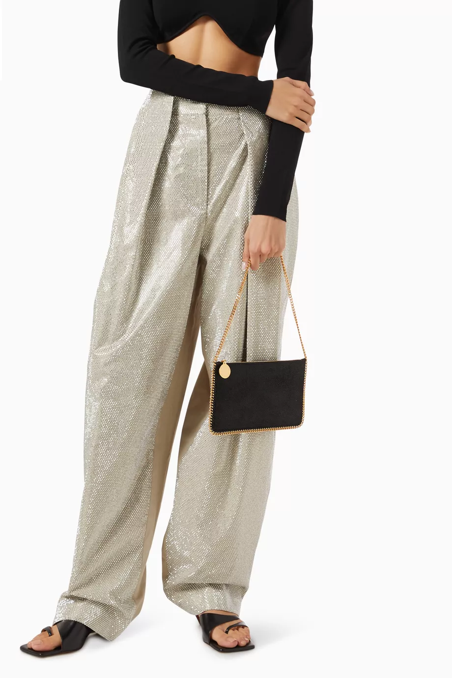 STELLA MCCARTNEY Falabella Pochette in Shaggy Deer Black