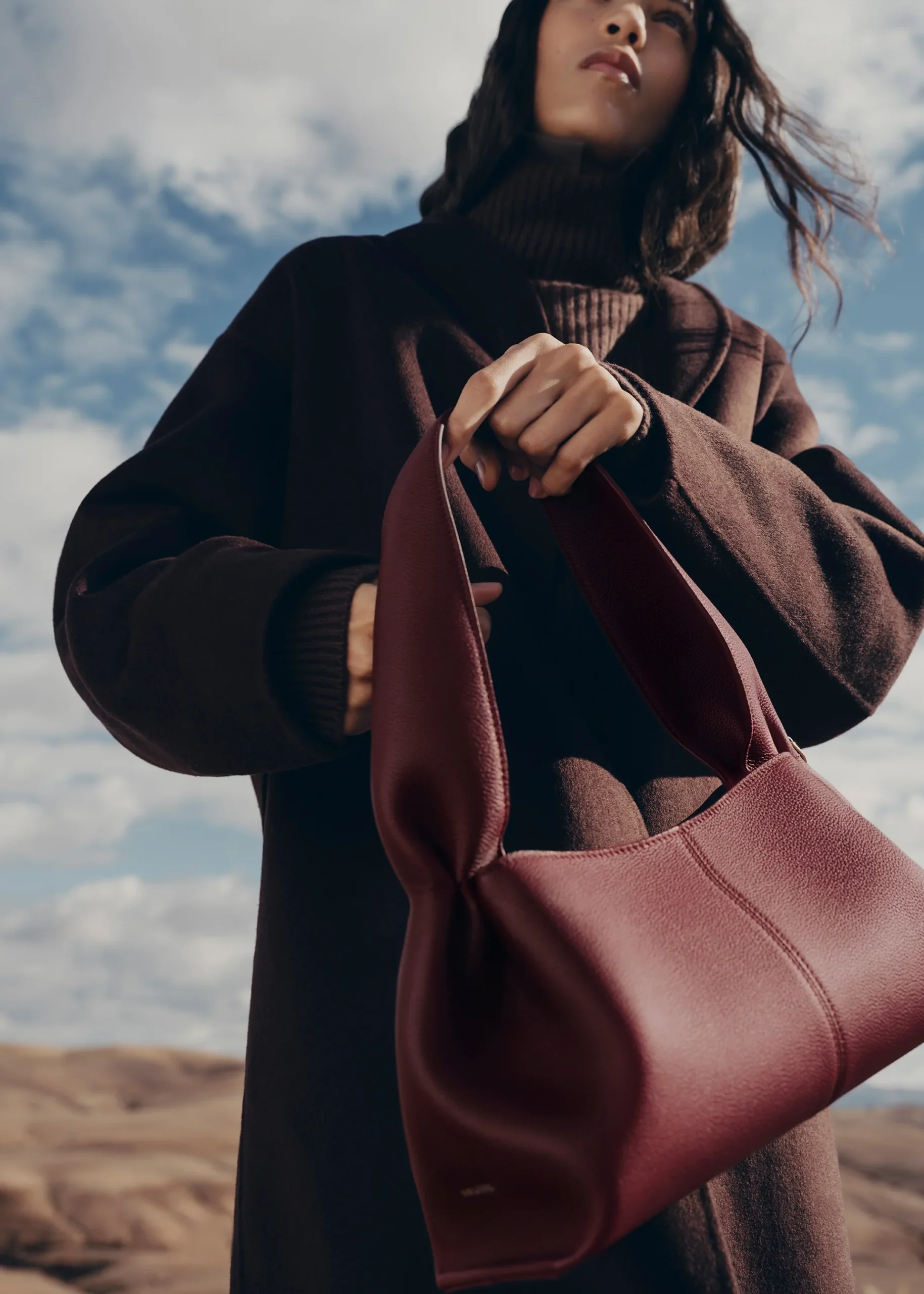 Polène Numéro Neuf East West Edition Textured BLACK CHERRY