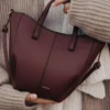 Polene Cyme Tote Nano EDITION TEXTURED BLACK CHERRY