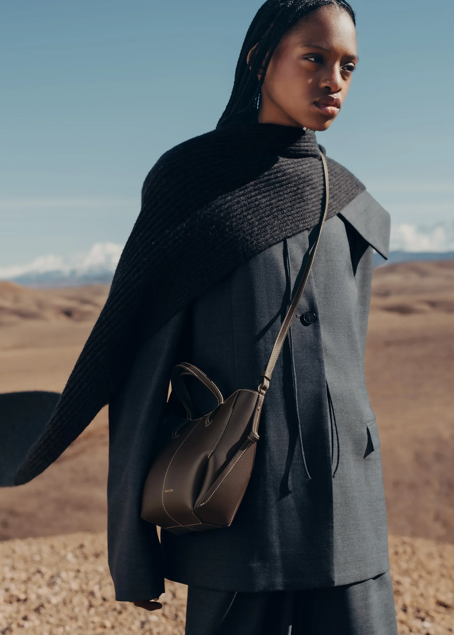 Polene Cyme Tote Nano EDITION TEXTURED EBONY