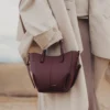 Polene Cyme Tote Nano EDITION TEXTURED BLACK CHERRY