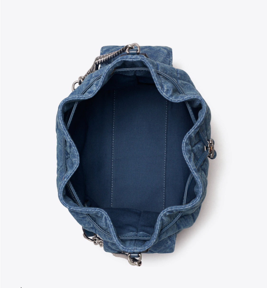 Tory Burch CHARLIE QUILTED Denim  DRAWSTRING SHOULDER BAG