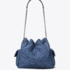 Tory Burch CHARLIE QUILTED Denim  DRAWSTRING SHOULDER BAG