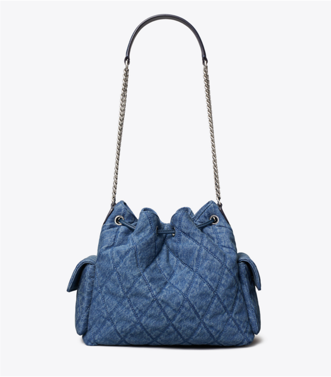 Tory Burch CHARLIE QUILTED Denim  DRAWSTRING SHOULDER BAG