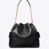 Tory Burch Large CHARLIE QUILTED DRAWSTRING SHOULDER BAG Black