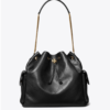 Tory Burch Large CHARLIE QUILTED DRAWSTRING SHOULDER BAG Black
