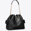 Tory Burch Large CHARLIE QUILTED DRAWSTRING SHOULDER BAG Black