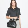 Tory Burch CHARLIE QUILTED DRAWSTRING SHOULDER BAG Black