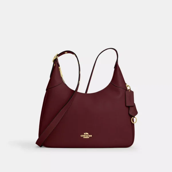 Coach Ella Shoulder Bag Gold Maroon