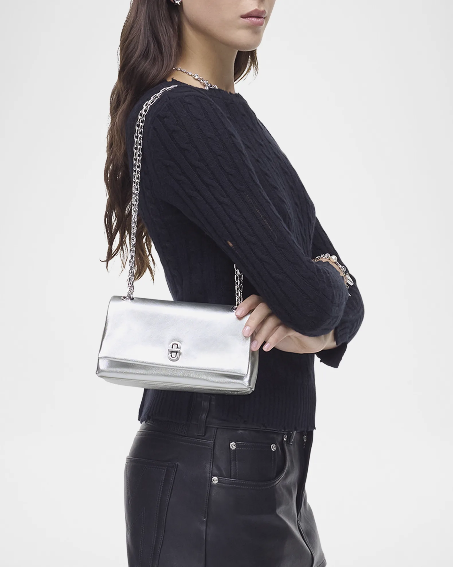 The Marc Jacobs Metallic Leather Dual Chain Wallet