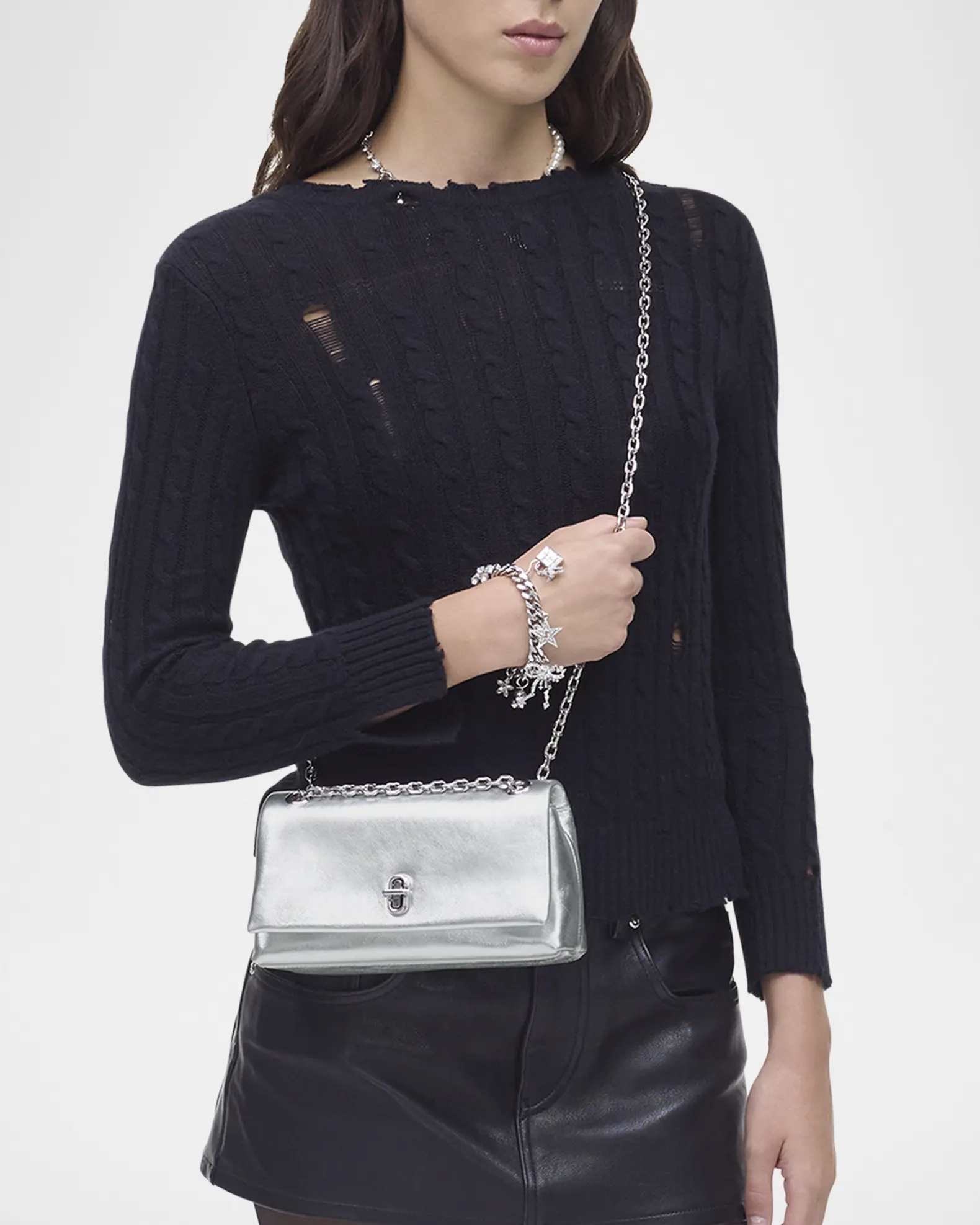 The Marc Jacobs Metallic Leather Dual Chain Wallet